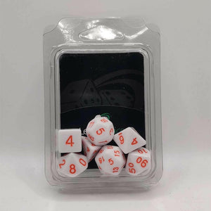 White with Orange Plain Dice Set - Fun Flies Ltd