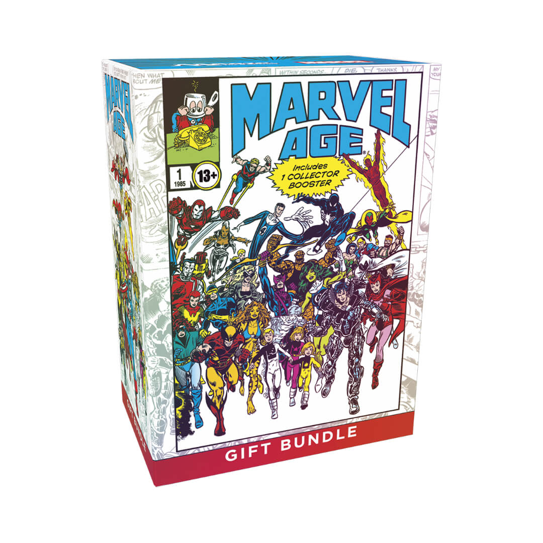 Magic: The Gathering Marvel Super Heroes Gift Bundle box with boosters, foil lands and Spindown counter