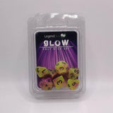 Glow Dice Set Yellow with Purple Tint